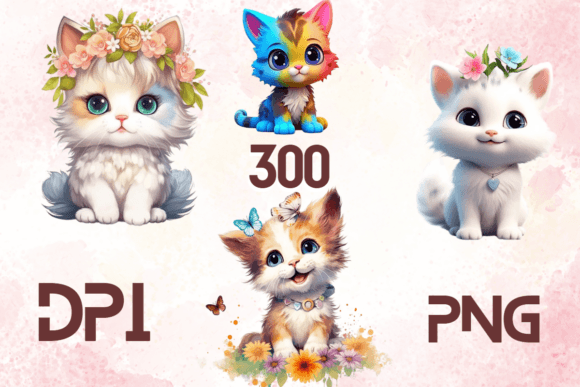 Cute Lovely Baby Cats Sublimation 03: Adorable 3D Cat Designs
