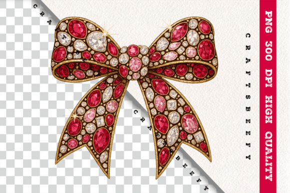 Faux Rhinestone Ribbon Bow PNG: Add Instant Glamour to Designs
