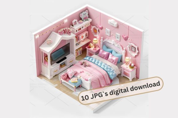 Girl Room Isometric Clipart: A Bundle of Creative Potential