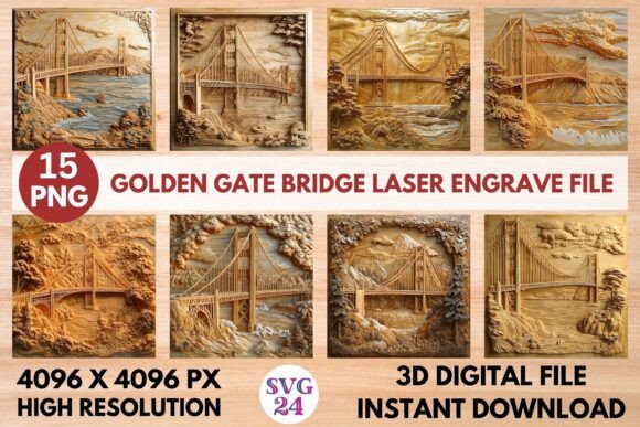 Golden Gate Bridge Laser Engrave File: Stunning 3D Design