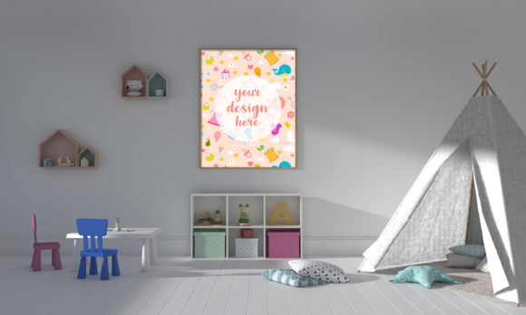 Kids Bedroom with Teepee Tent and Empty