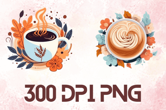 Latte: Watercolor Floral Coffee Cups 02