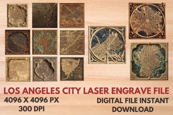 Los Angeles City Laser Engrave File: Premium Design Asset