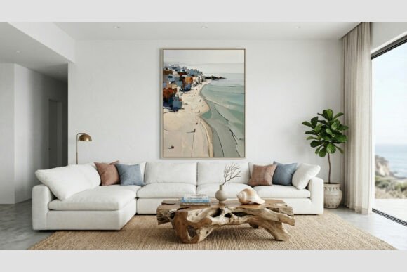 Mediterranean Beach Impasto Art: Texture & Color for Your Walls