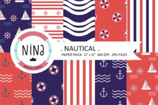 Navy Digital Paper: Nautical Patterns for Creative Projects