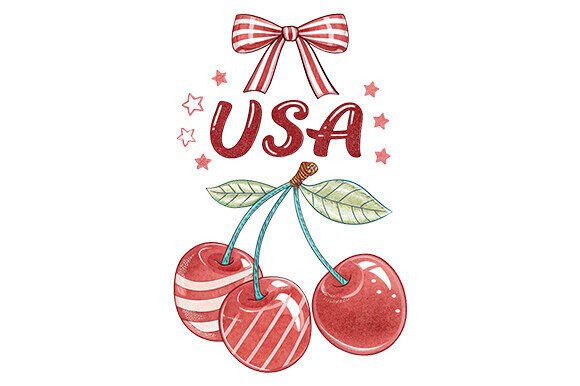 Patriotic Cherry Lettering PNG for USA Designs