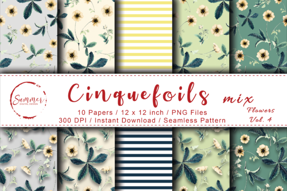 Scrapbooking Floral Pattern Cinquefoils: A Fresh Design Asset