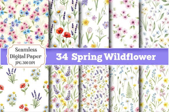 Seamless Spring Wildflower Paper: Your Design Asset