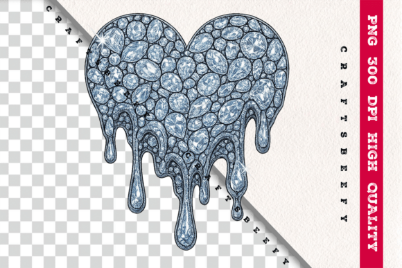 Stunning Faux Rhinestone Melting Heart PNG for Designs
