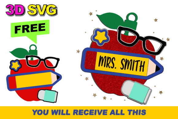 Teacher Sign Free 3D SVG Collection