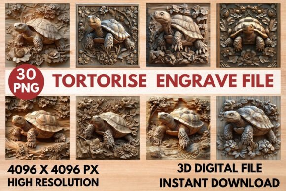 Tortorise Engrave File: Stunning 3D Laser Engrave PNG Ready To Print